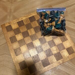Vintage wood chess set